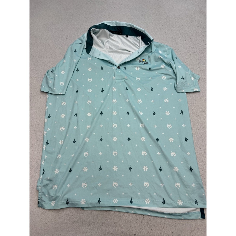 Greyson Polo Shirt Mens Medium Blue Bay Hill Graphic Golf Performance Stretch